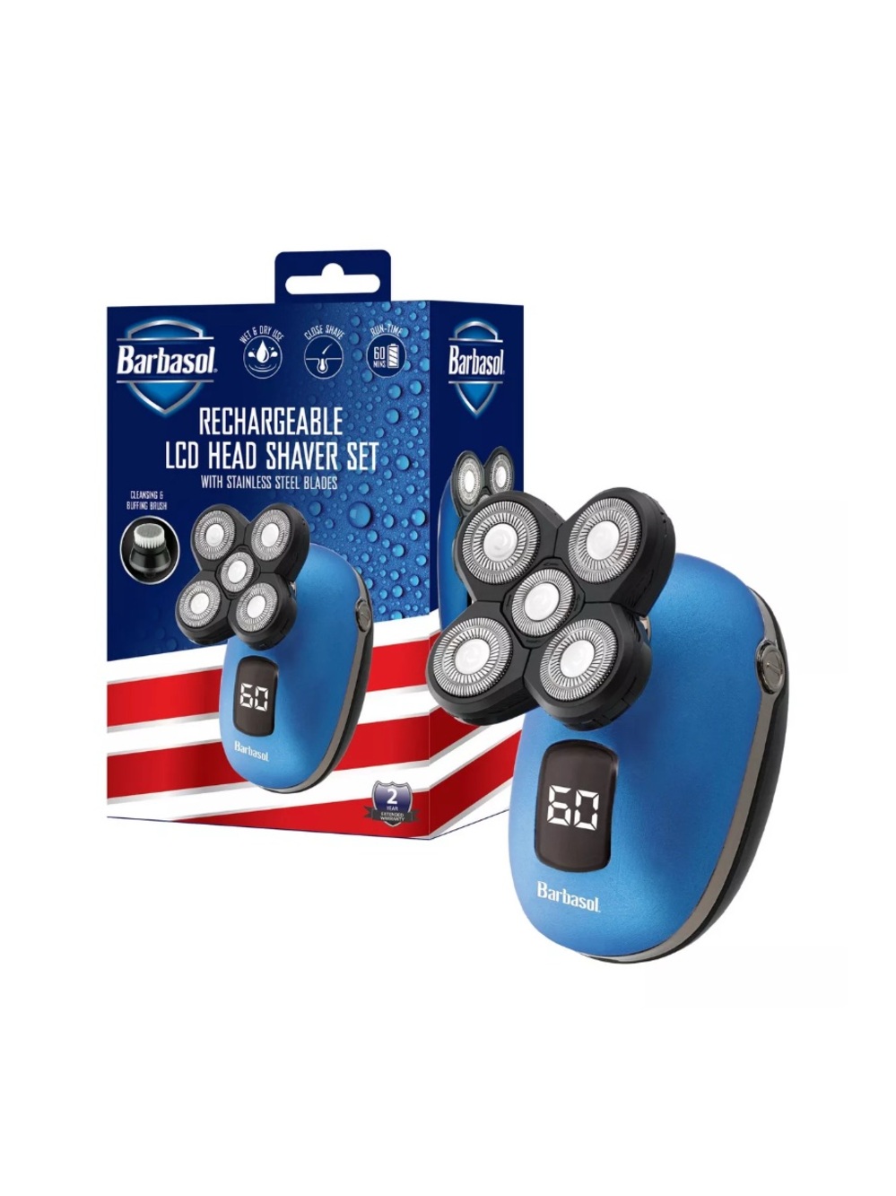 Barbasol Wet & Dry 5-Head Electric Shaver with LCD & Brush